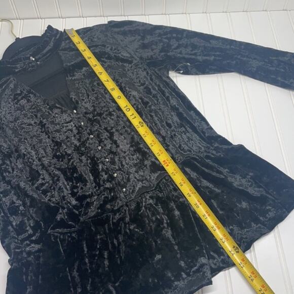 William Rast Womens Velvet Ramsey Choker Ruffled Neckline Peasant Top Size Large - Picture 10 of 10